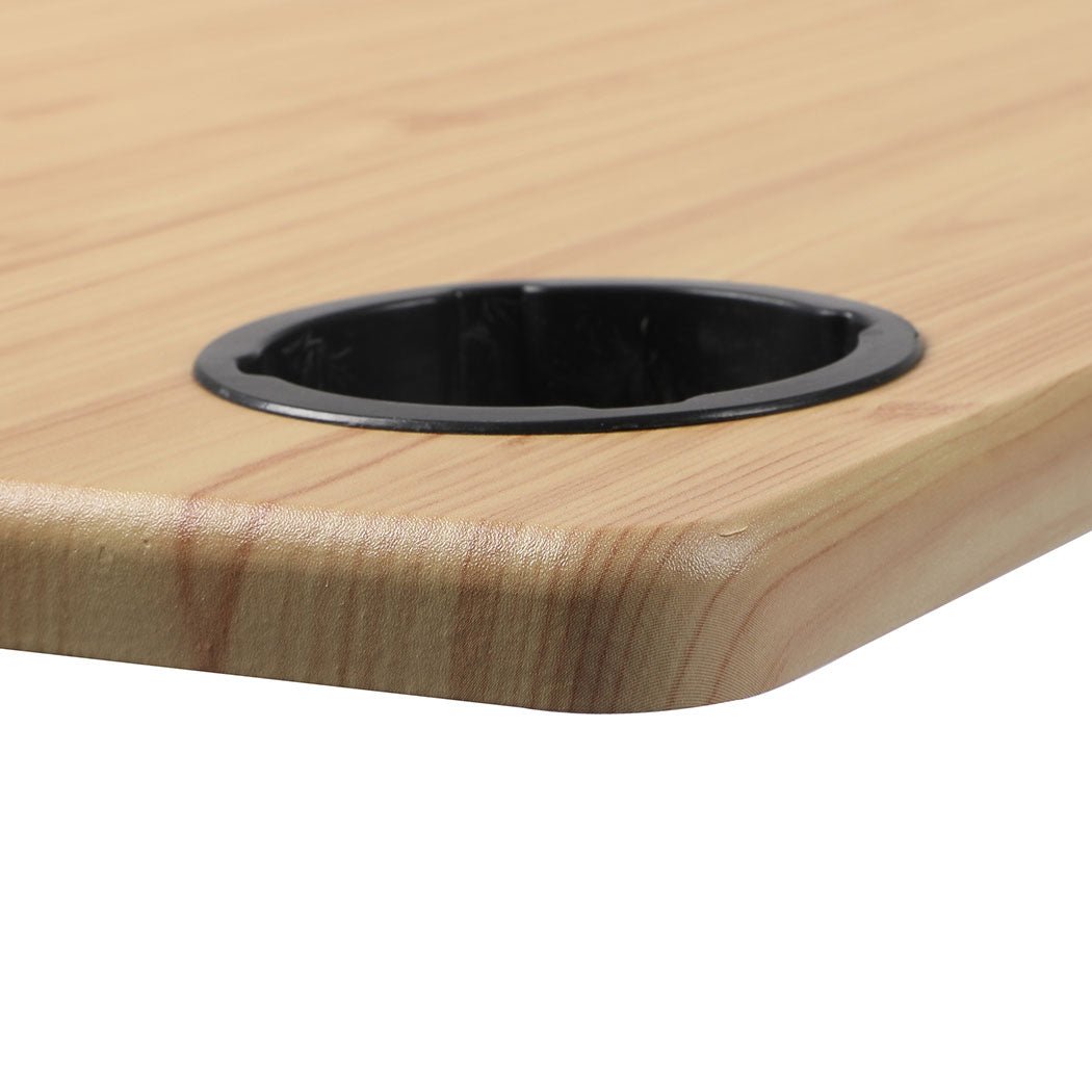 Height Adjustable Standing Desk with Power & USB Ports - Oak - Rivercity House & Home Co. (ABN 18 642 972 209) - Affordable Modern Furniture Australia