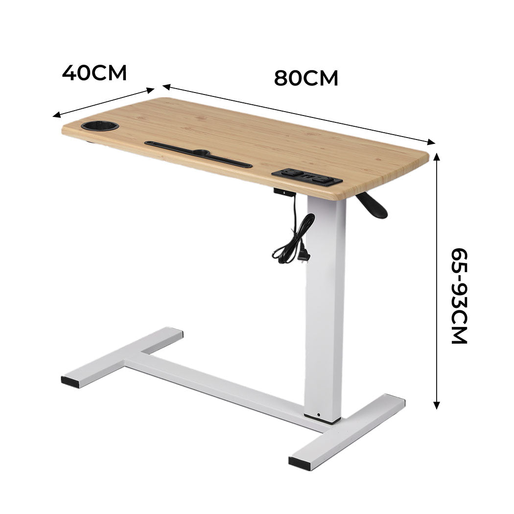 Height Adjustable Standing Desk with Power & USB Ports - Oak - Rivercity House & Home Co. (ABN 18 642 972 209) - Affordable Modern Furniture Australia