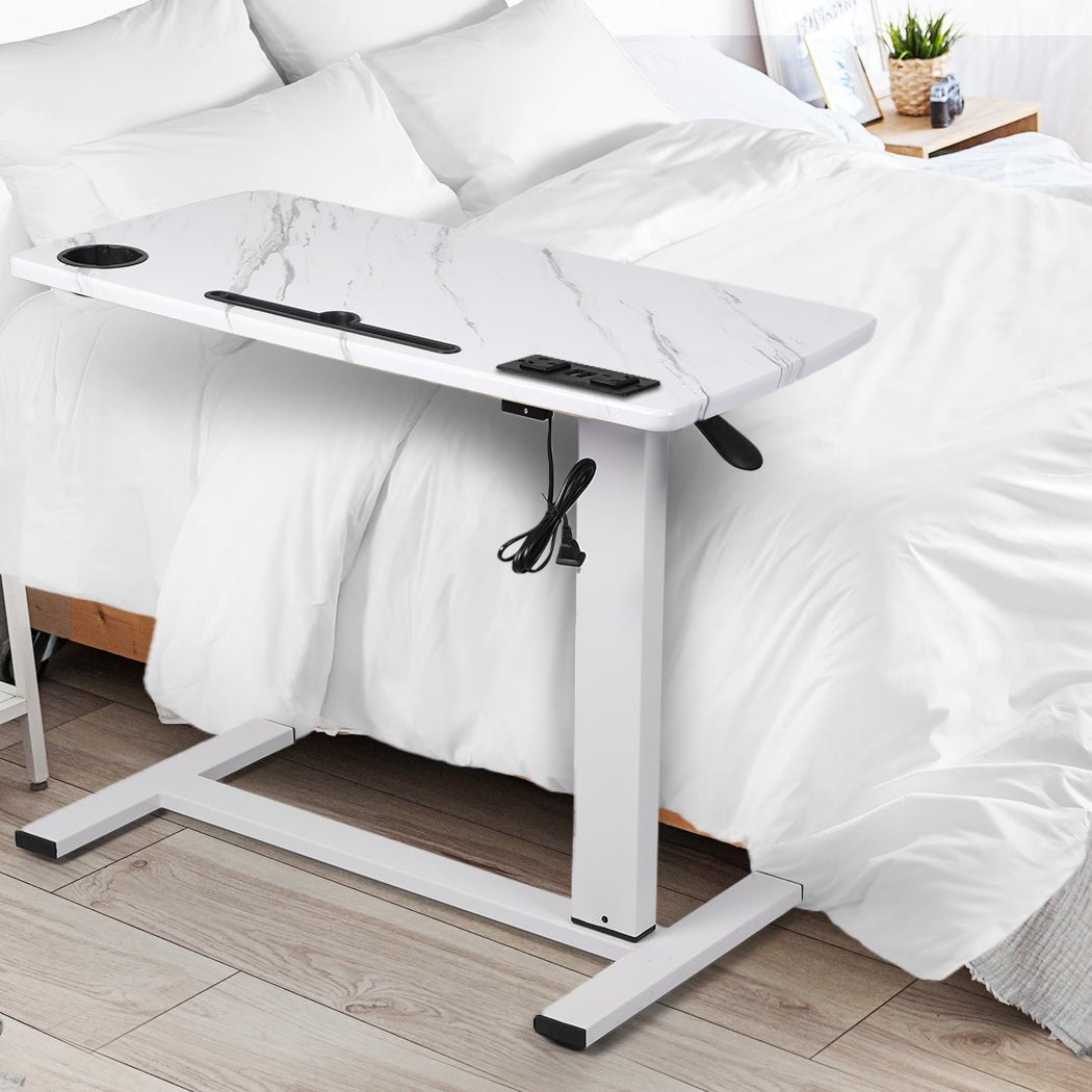 Height Adjustable Standing Desk with Power & USB Ports - White - Rivercity House & Home Co. (ABN 18 642 972 209) - Affordable Modern Furniture Australia