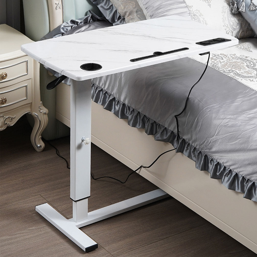 Height Adjustable Standing Desk with Power & USB Ports - White - Rivercity House & Home Co. (ABN 18 642 972 209) - Affordable Modern Furniture Australia