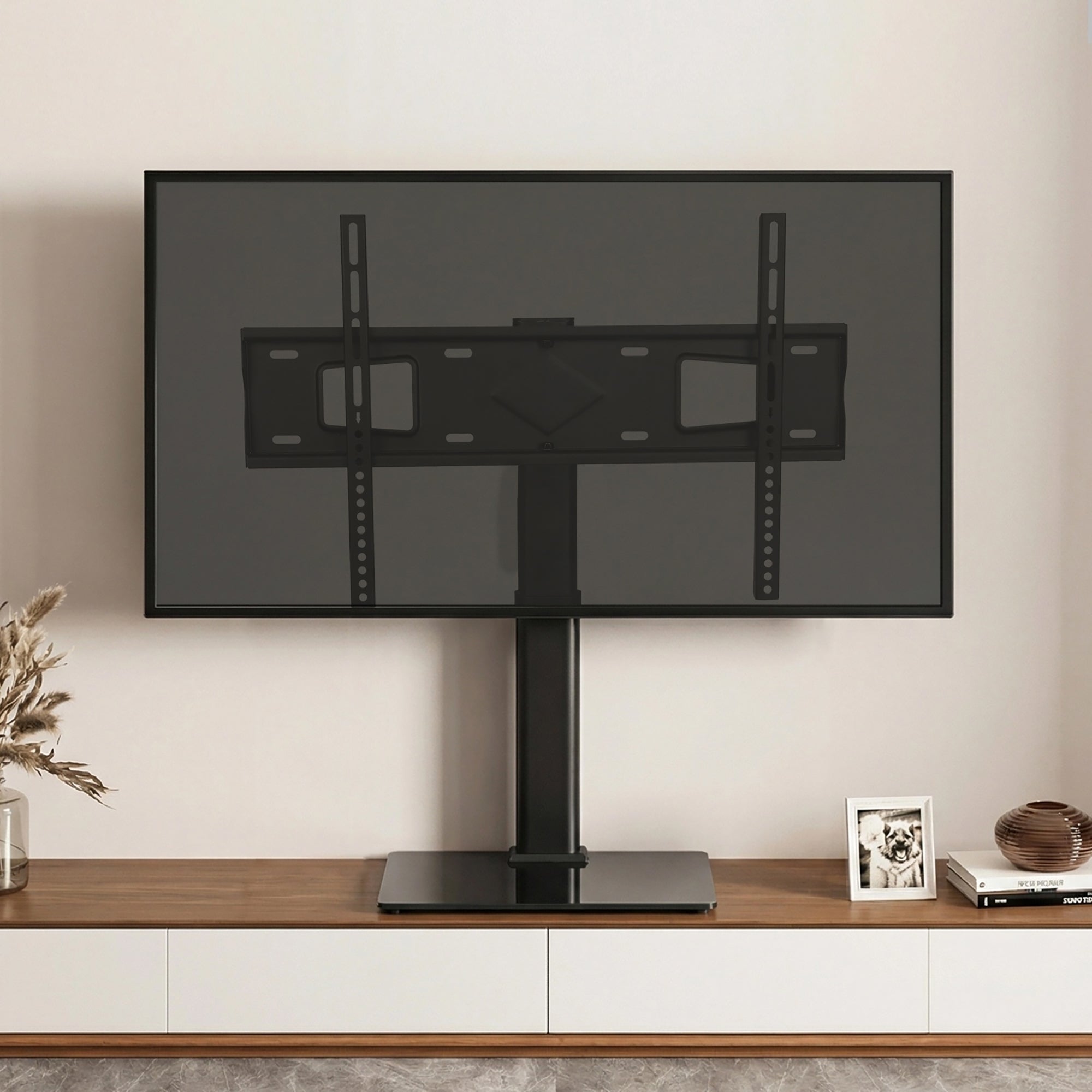 Height Adjustable TV Stand with Mount for 32 - 75 Inch LED TVs - Black - Rivercity House & Home Co. (ABN 18 642 972 209) - Affordable Modern Furniture Australia