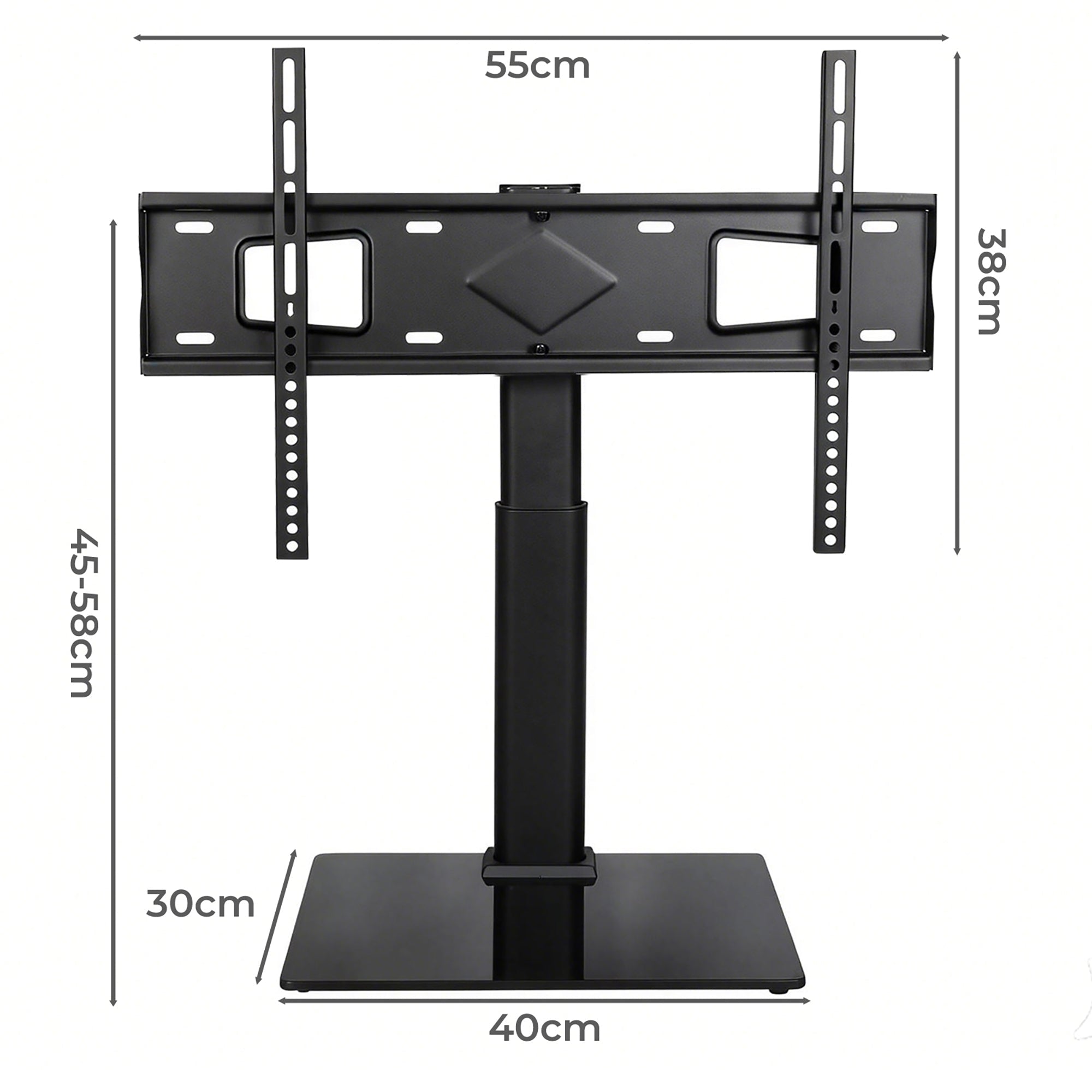 Height Adjustable TV Stand with Mount for 32 - 75 Inch LED TVs - Black - Rivercity House & Home Co. (ABN 18 642 972 209) - Affordable Modern Furniture Australia