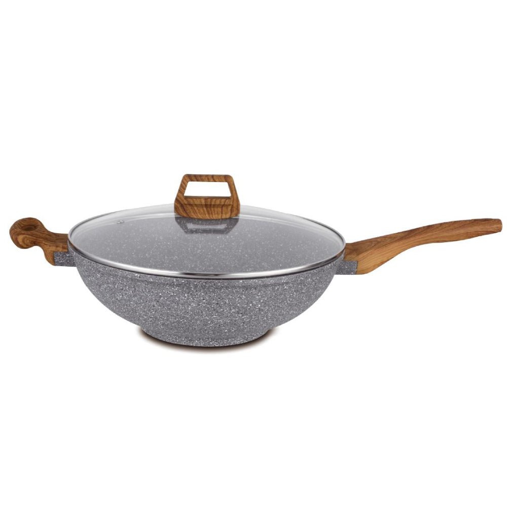 Hello Kitchen Non - stick Marble Wok 28cm/32cm - 32cm - Home & Garden > Kitchenware > Kitchen Utensils - Rivercity House & Home Co. (ABN 18 642 972 209) - Affordable Modern Furniture Australia