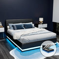 Henley Queen Gas Lift Storage Bed Frame with LED Lights – Black