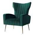 High Back Velvet Accent Armchair Lounge Chair Green