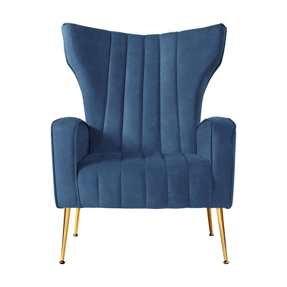 High Back Velvet Accent Armchair Lounge Chair Navy - Rivercity House & Home Co. (ABN 18 642 972 209) - Affordable Modern Furniture Australia