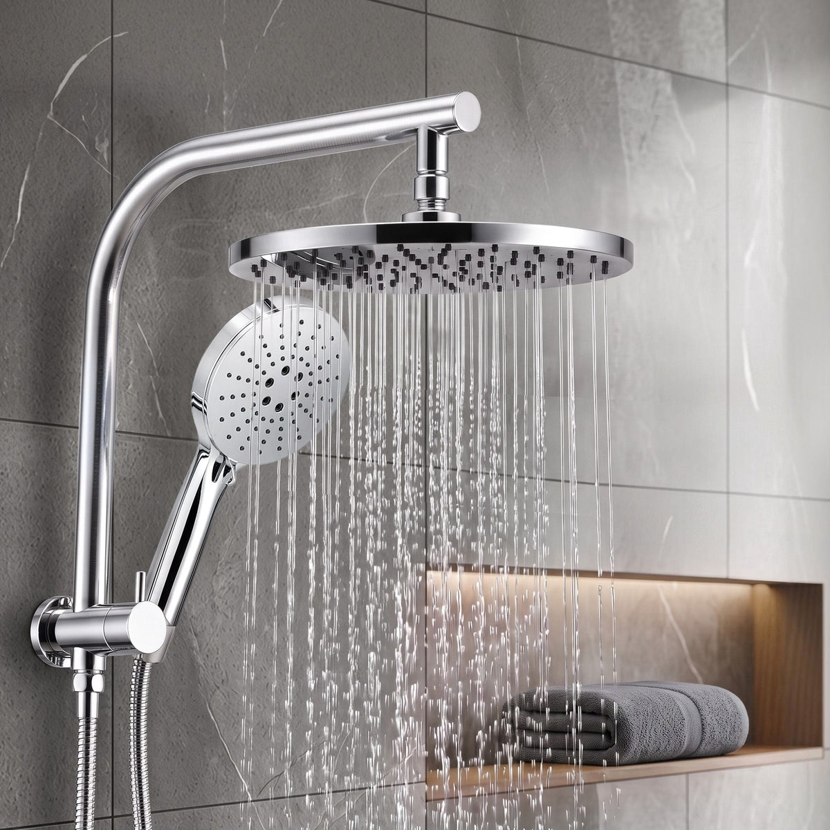 High-Pressure 10 Inch Rain & 3-Function Shower Head Combo with 1.5m Anti-Burst Hose & 304 Stainless Steel Rail - Furniture > Bathroom > Shower Heads & Screens - Rivercity House & Home Co. (ABN 18 642 972 209) - Affordable Modern Furniture Australia