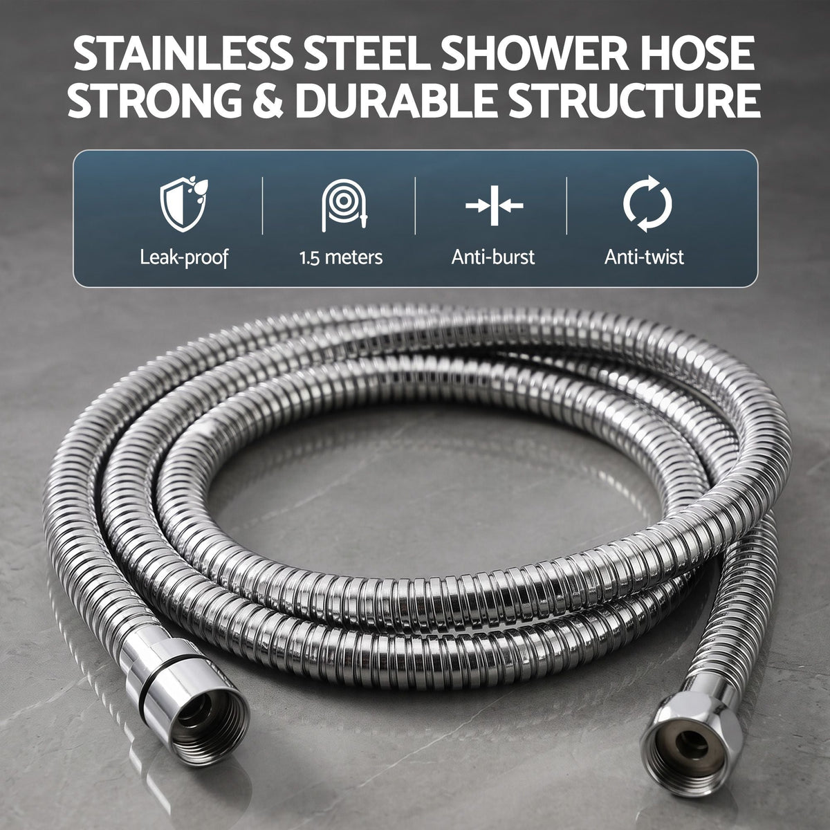 High-Pressure 10 Inch Rain & 3-Function Shower Head Combo with 1.5m Anti-Burst Hose & 304 Stainless Steel Rail - Furniture > Bathroom > Shower Heads & Screens - Rivercity House & Home Co. (ABN 18 642 972 209) - Affordable Modern Furniture Australia
