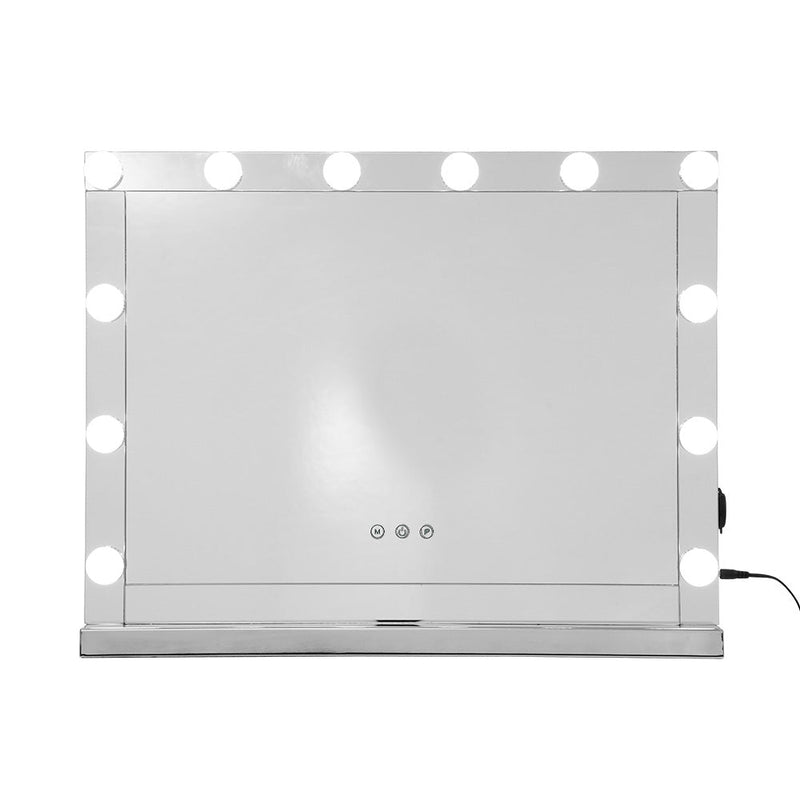 Hollywood Makeup Mirror With Light 12 LED Bulbs Silver 58cm x 46cm - Rivercity House & Home Co. (ABN 18 642 972 209) - Affordable Modern Furniture Australia