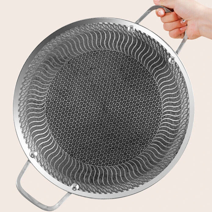 Honeycomb Non - Stick Grill Skewer Plate, 316 Stainless Steel, Portable Barbecue Grill with Handle, Universal Induction Cooktop Compatible, Round Shape, Outdoor Camping BBQ Accessory - Home & Garden > Kitchenware > Skillets & Frying Pans - Rivercity House & Home Co. (ABN 18 642 972 209) - Affordable Modern Furniture Australia