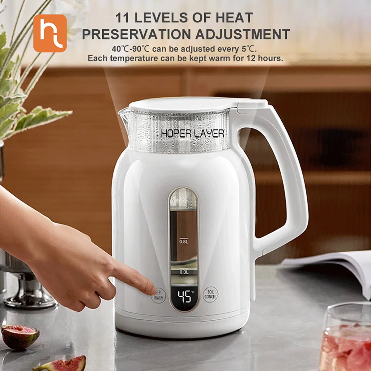 Hoper Layer Insulation Electric Kettle 1.5L 1500W Water Boiler K15 - G1 - Appliances > Kitchen Appliances > Kettles - Rivercity House & Home Co. (ABN 18 642 972 209) - Affordable Modern Furniture Australia