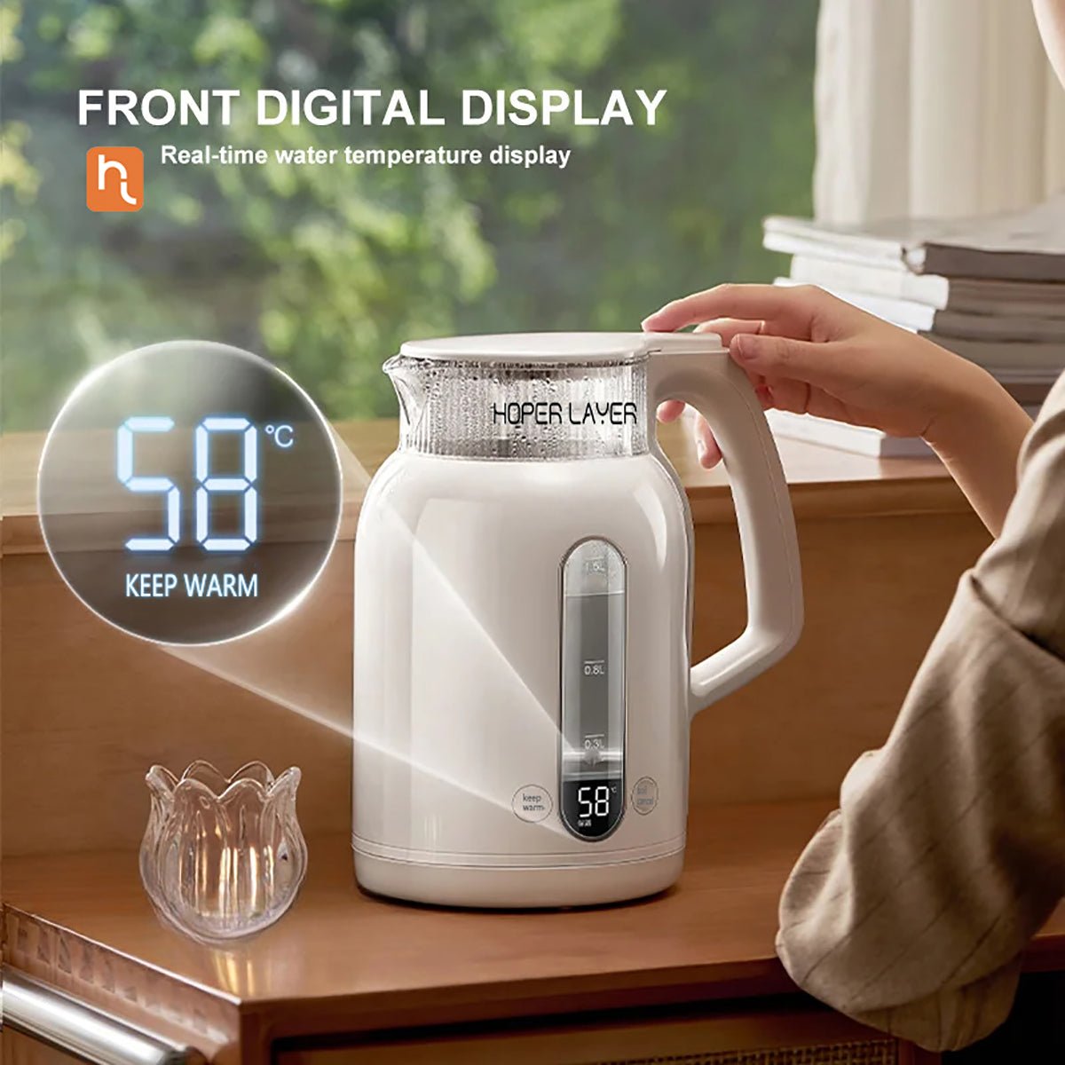 Hoper Layer Insulation Electric Kettle 1.5L 1500W Water Boiler K15 - G1 - Appliances > Kitchen Appliances > Kettles - Rivercity House & Home Co. (ABN 18 642 972 209) - Affordable Modern Furniture Australia