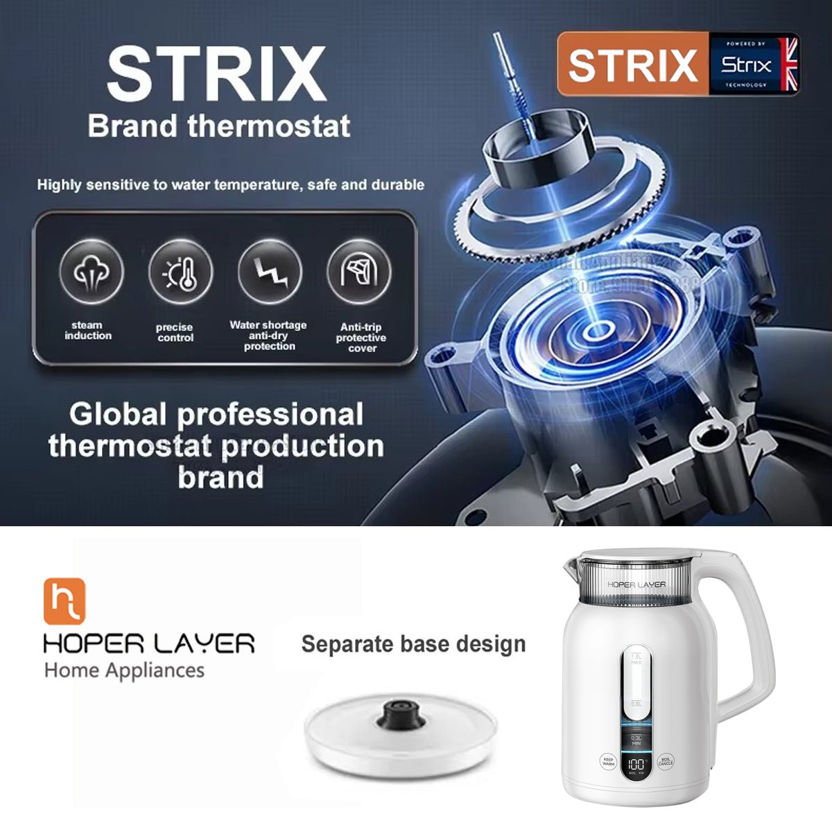 Hoper Layer Insulation Electric Kettle 1.5L 1500W Water Boiler K15 - G1 - Appliances > Kitchen Appliances > Kettles - Rivercity House & Home Co. (ABN 18 642 972 209) - Affordable Modern Furniture Australia