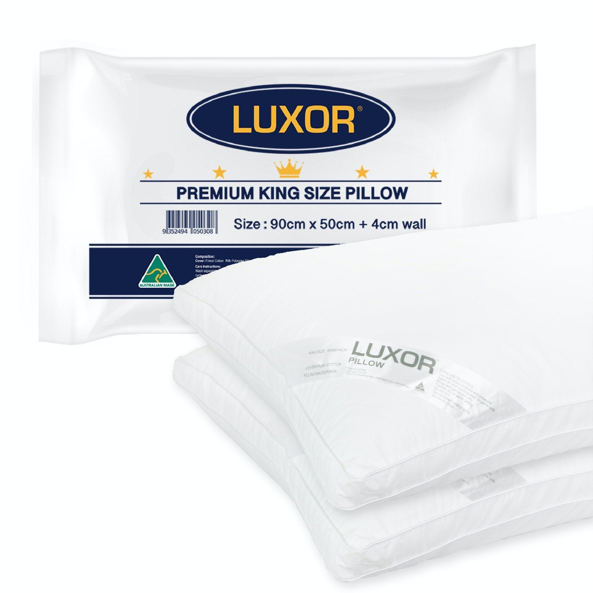 Hotel King Size Pillow Twin Pack with 4cm Wall - White - Home & Garden > Bedding > Pillows - Rivercity House & Home Co. (ABN 18 642 972 209) - Affordable Modern Furniture Australia