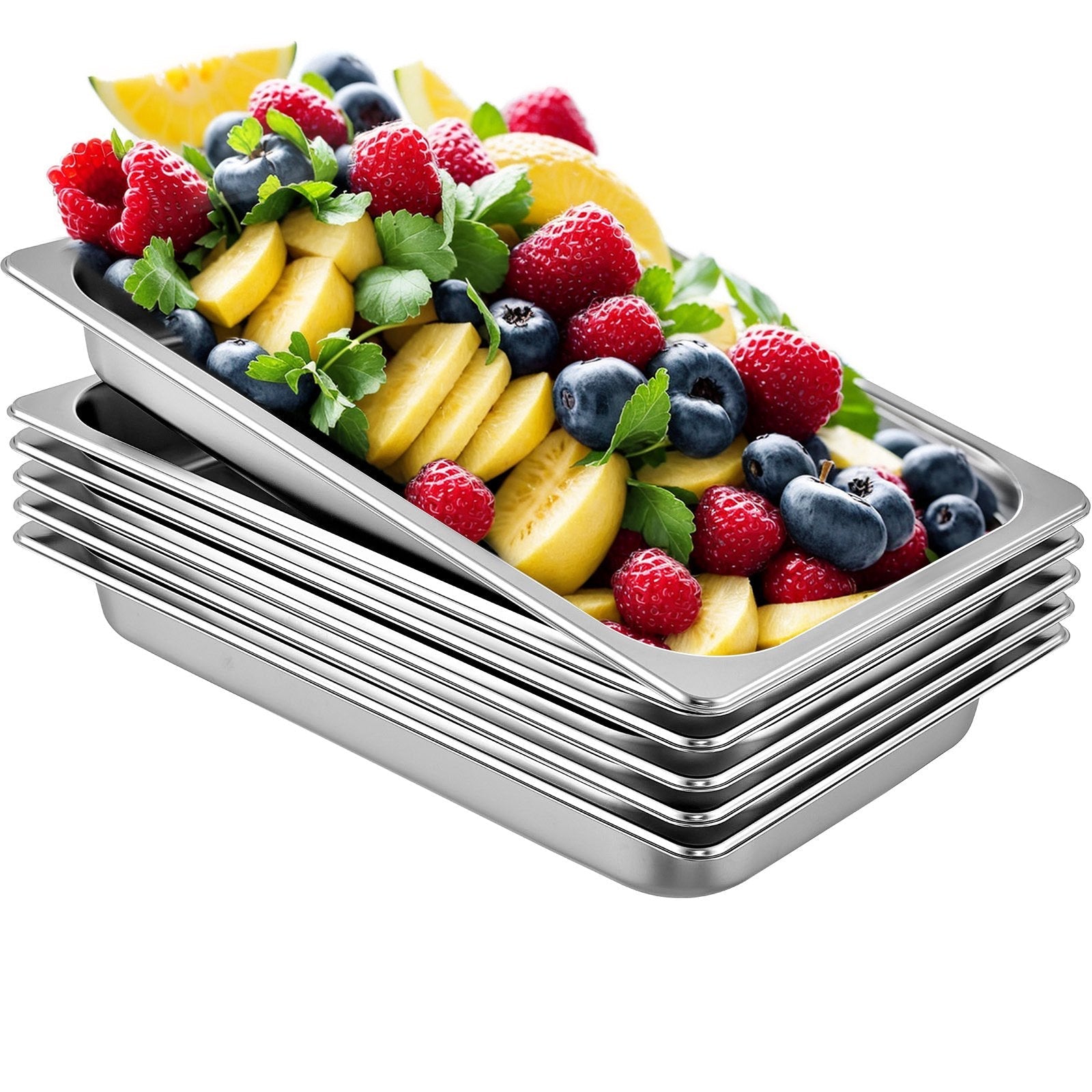 Hotel Pans Full Size 2.5 Inch Deep, Steam Table Pan 6 Pack , 22 Gauge/0.8mm Thick Stainless Steel Hotel Pan Anti Jam Steam Table Pan - Appliances > Kitchen Appliances > Food Warmers & Chafing Dishes - Rivercity House & Home Co. (ABN 18 642 972 209) - Affordable Modern Furniture Australia