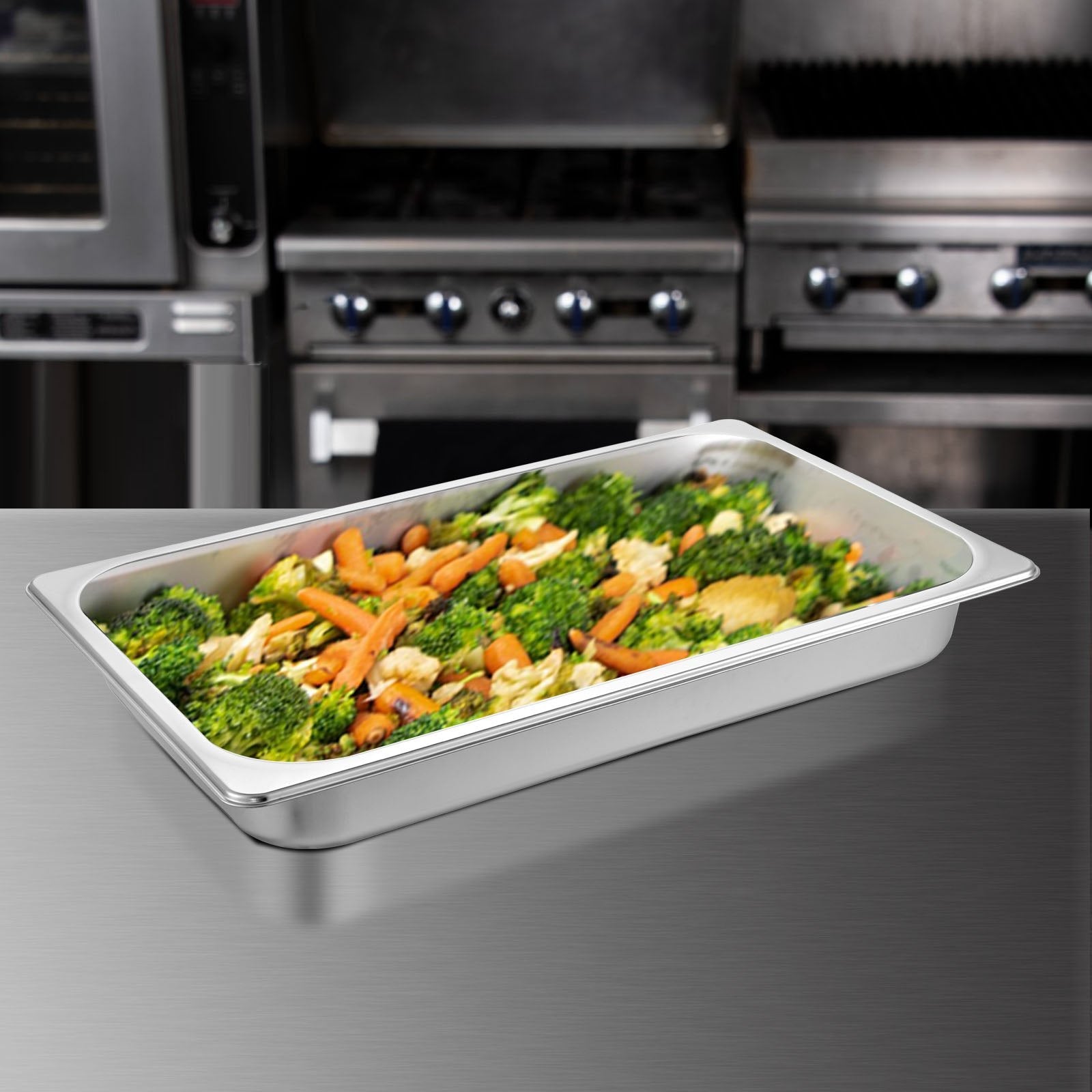 Hotel Pans Full Size 2.5 Inch Deep, Steam Table Pan 6 Pack , 22 Gauge/0.8mm Thick Stainless Steel Hotel Pan Anti Jam Steam Table Pan - Appliances > Kitchen Appliances > Food Warmers & Chafing Dishes - Rivercity House & Home Co. (ABN 18 642 972 209) - Affordable Modern Furniture Australia
