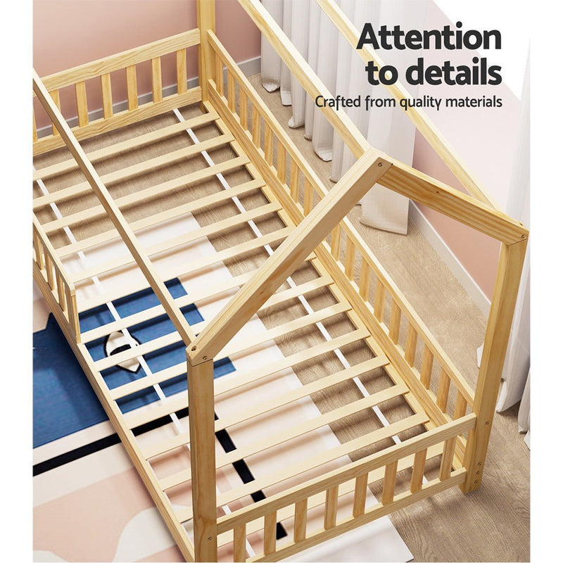 House Style Kids Single Bed Frame - Oak - Furniture > Bedroom - Rivercity House & Home Co. (ABN 18 642 972 209) - Affordable Modern Furniture Australia