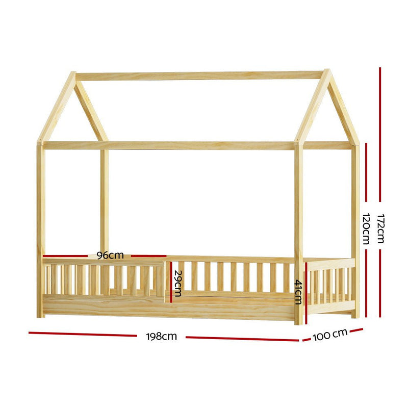 House Style Kids Single Bed Frame - Oak - Furniture > Bedroom - Rivercity House & Home Co. (ABN 18 642 972 209) - Affordable Modern Furniture Australia