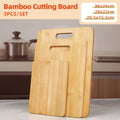 3PCS Household Bamboo Cutting Board Set with Handles - Natural Wood Tone