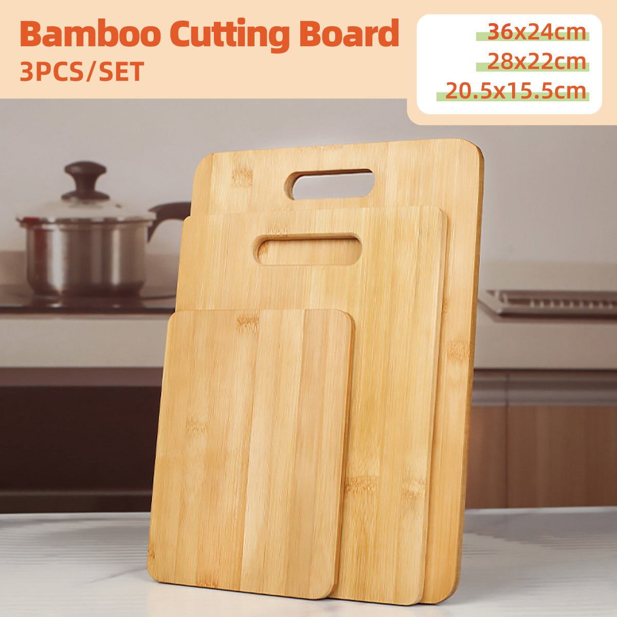 Household Cutting Board Set 3PCS Square Wooden Kitchen Chopping Boards For Food - Home & Garden > Kitchenware > Kitchen Utensils - Rivercity House & Home Co. (ABN 18 642 972 209) - Affordable Modern Furniture Australia