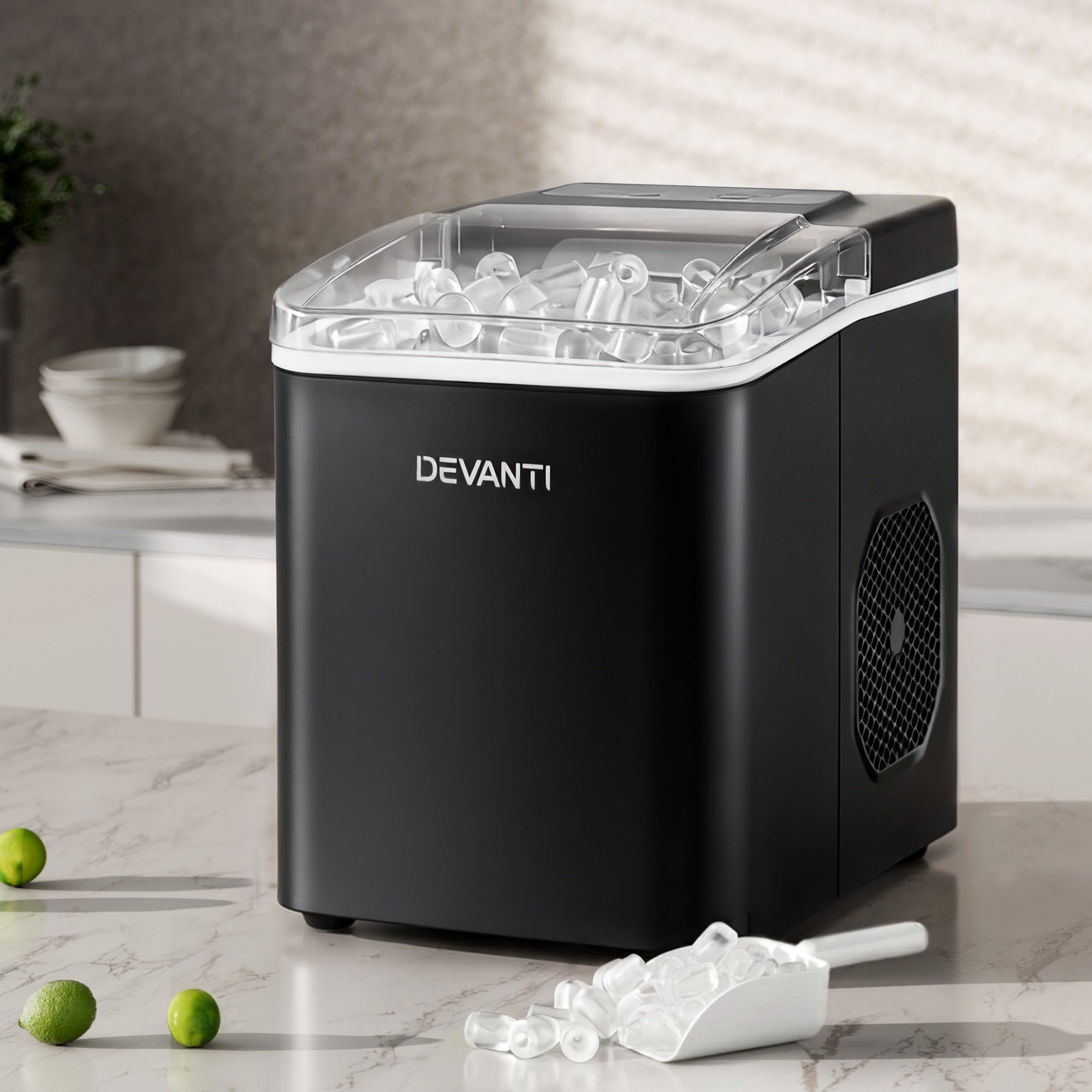 Ice Maker Machine Portable 12kg Countertop w/Self Cleaning 1.2L Black - Appliances > Kitchen Appliances > Ice Makers - Rivercity House & Home Co. (ABN 18 642 972 209) - Affordable Modern Furniture Australia