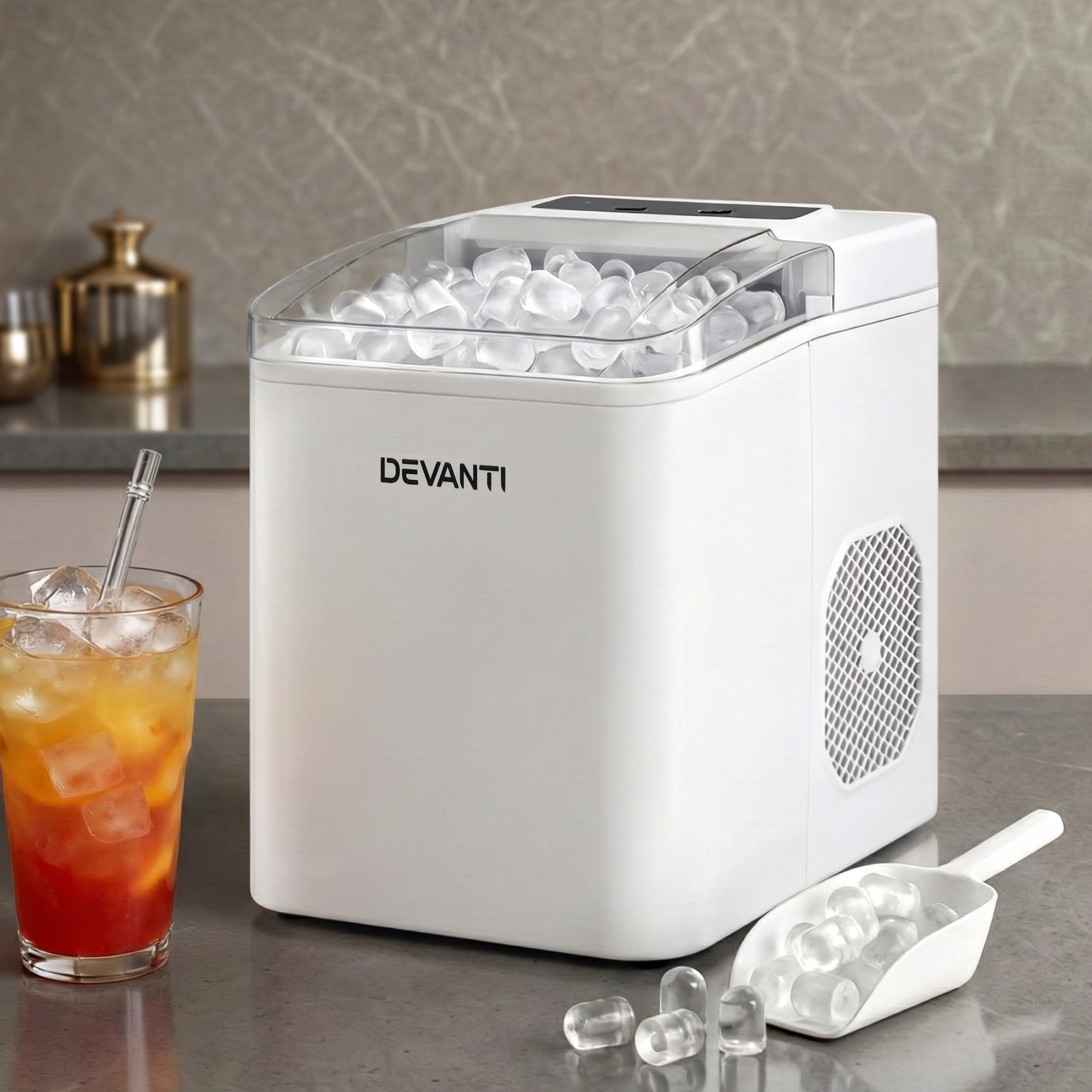 Ice Maker Machine Portable 12kg Countertop w/Self Cleaning 1.2L White - Appliances > Kitchen Appliances > Ice Makers - Rivercity House & Home Co. (ABN 18 642 972 209) - Affordable Modern Furniture Australia
