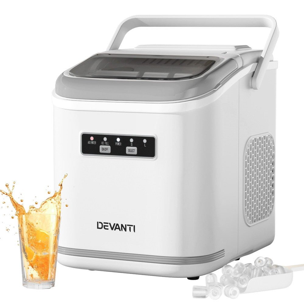 Ice Maker Machine Portable 12kg Countertop w/Self Cleaning 1.3L White - Appliances > Kitchen Appliances > Ice Makers - Rivercity House & Home Co. (ABN 18 642 972 209) - Affordable Modern Furniture Australia