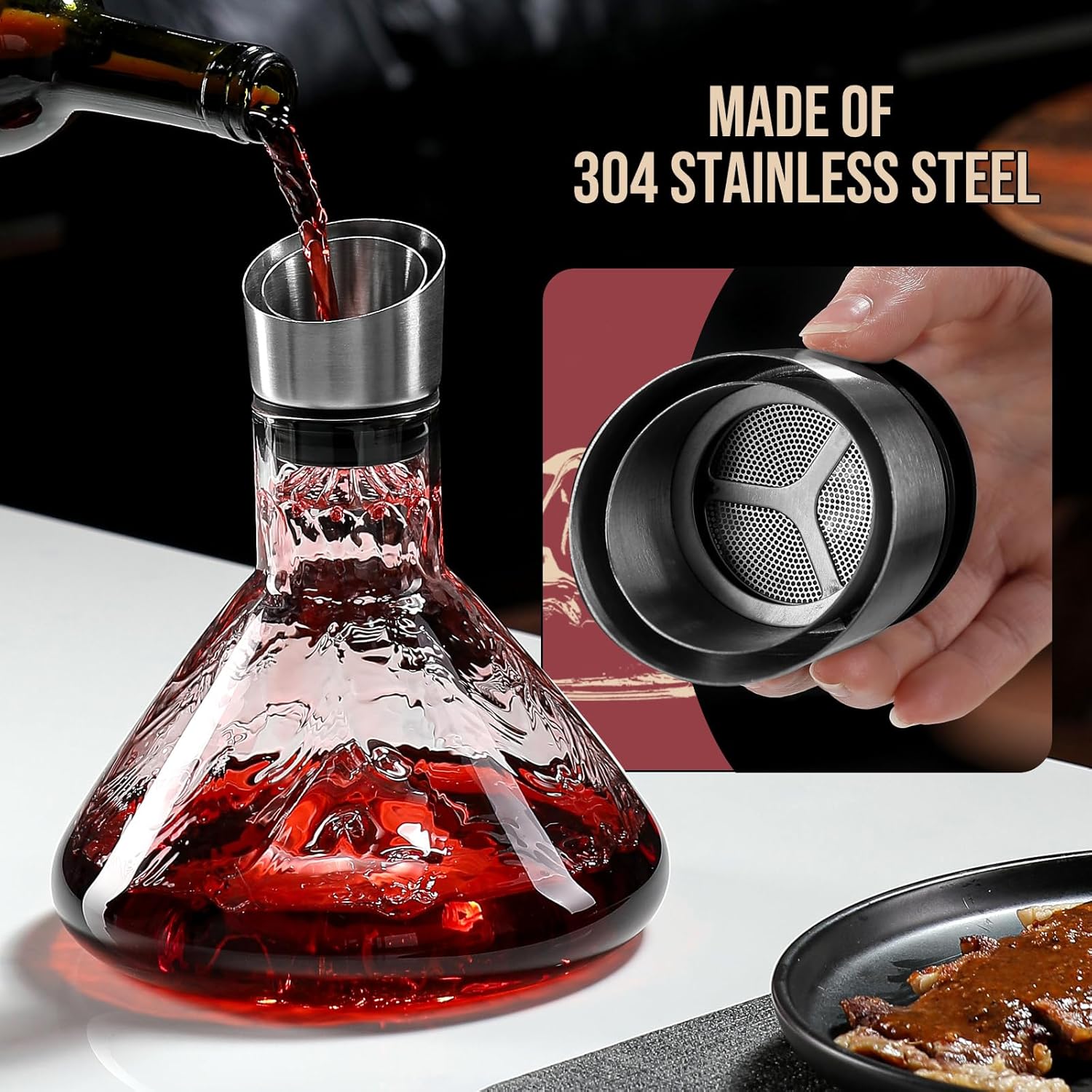 Iceberg Wine Decanter with Aerator Filter and Lid - Appliances > Fridges & Freezers > Fridges - Rivercity House & Home Co. (ABN 18 642 972 209) - Affordable Modern Furniture Australia