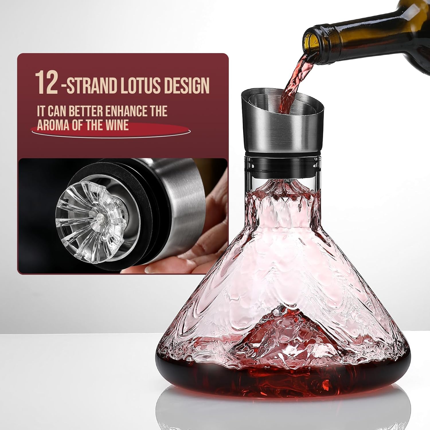 Iceberg Wine Decanter with Aerator Filter and Lid - Appliances > Fridges & Freezers > Fridges - Rivercity House & Home Co. (ABN 18 642 972 209) - Affordable Modern Furniture Australia