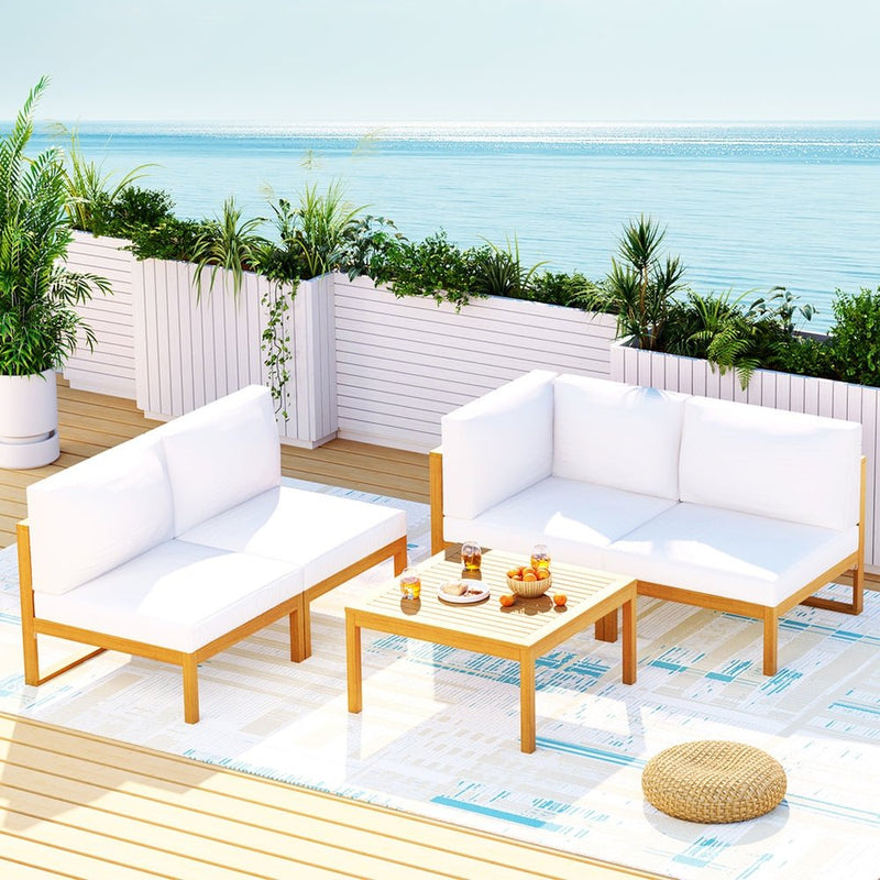 Iluka 5 Piece Acacia Wood Outdoor Sofa Set - Furniture > Outdoor - Rivercity House & Home Co. (ABN 18 642 972 209) - Affordable Modern Furniture Australia