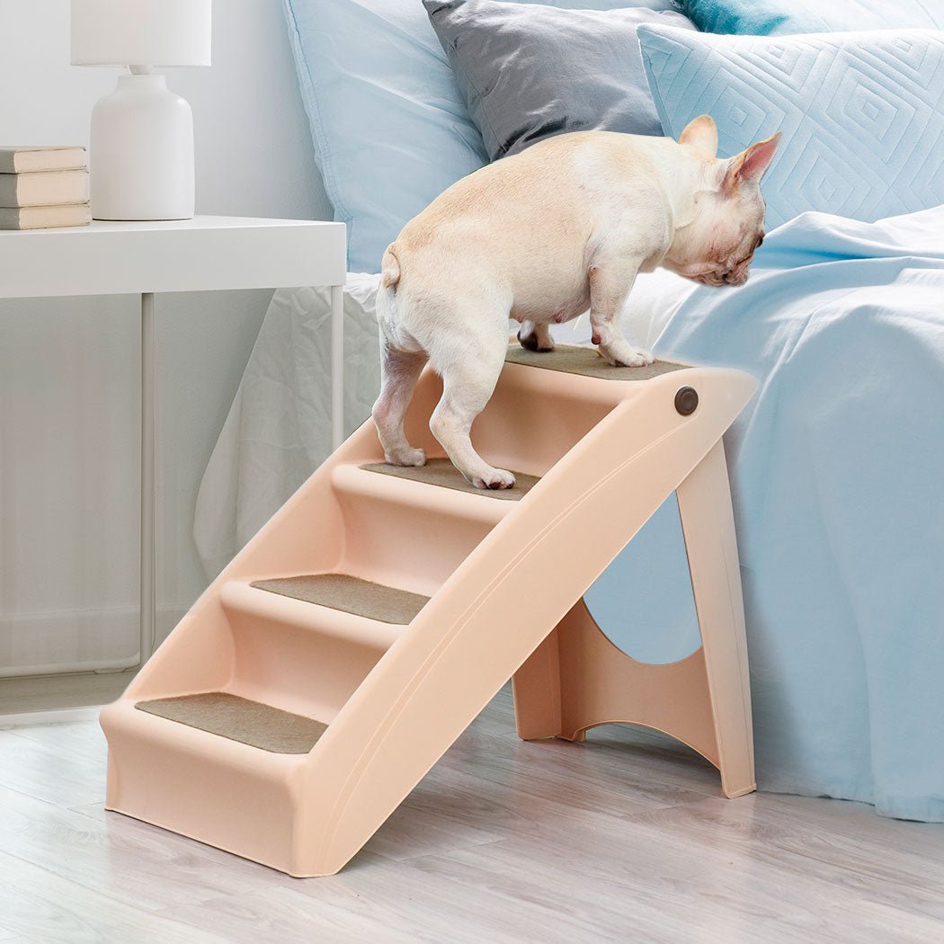 Indoor Foldable Pet Ramp Dog Steps with Anti - Slip Mat - Brown - Rivercity House & Home Co. (ABN 18 642 972 209) - Affordable Modern Furniture Australia