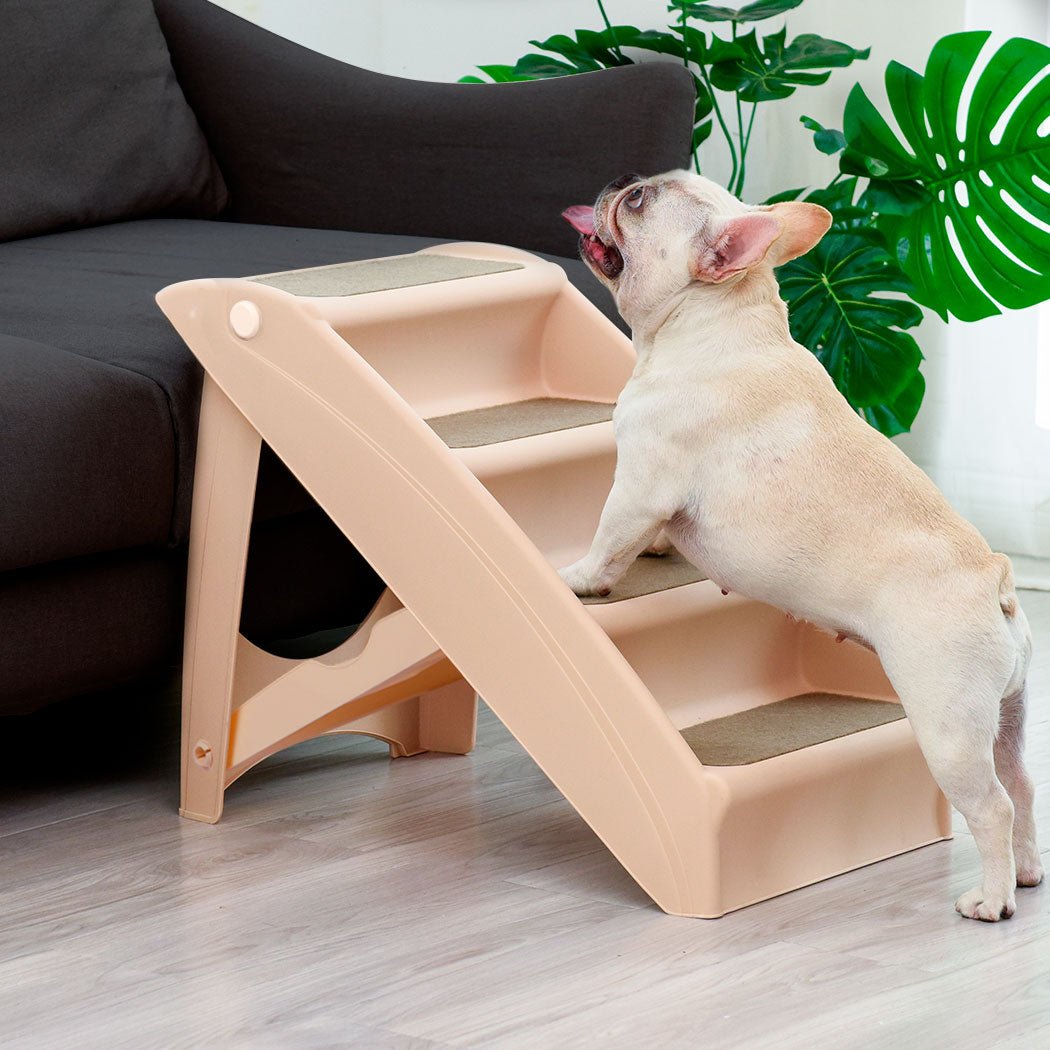 Indoor Foldable Pet Ramp Dog Steps with Anti - Slip Mat - Brown - Rivercity House & Home Co. (ABN 18 642 972 209) - Affordable Modern Furniture Australia
