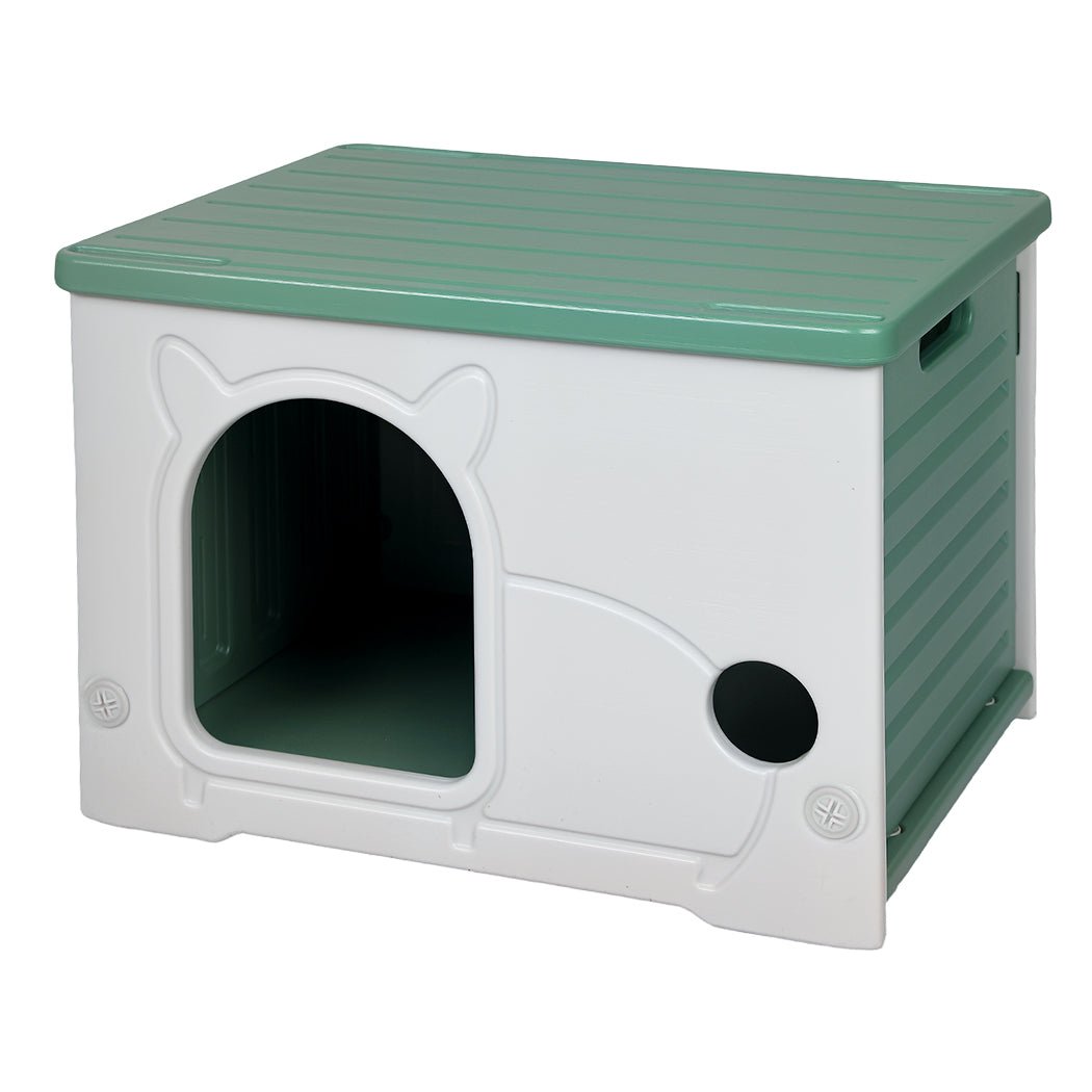 Indoor Outdoor Plastic Dog Kennel and Puppy House - Green White - Rivercity House & Home Co. (ABN 18 642 972 209) - Affordable Modern Furniture Australia