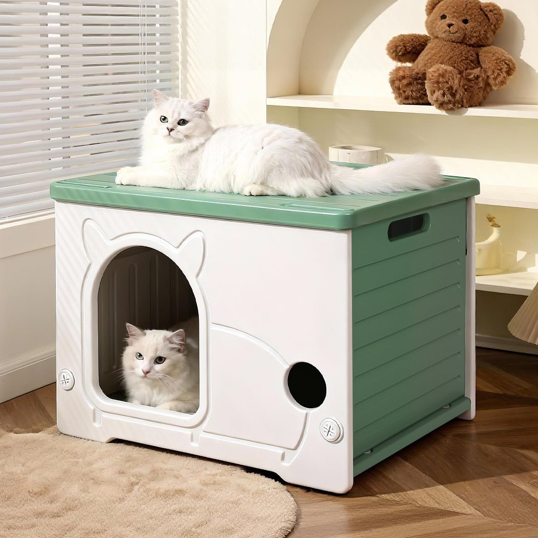 Indoor Outdoor Plastic Dog Kennel and Puppy House - Green White - Rivercity House & Home Co. (ABN 18 642 972 209) - Affordable Modern Furniture Australia