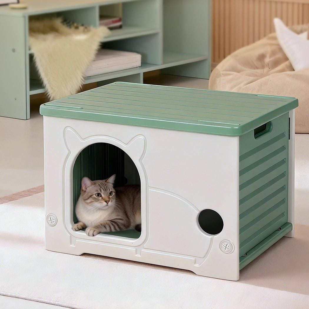 Indoor Outdoor Plastic Dog Kennel and Puppy House - Green White - Rivercity House & Home Co. (ABN 18 642 972 209) - Affordable Modern Furniture Australia