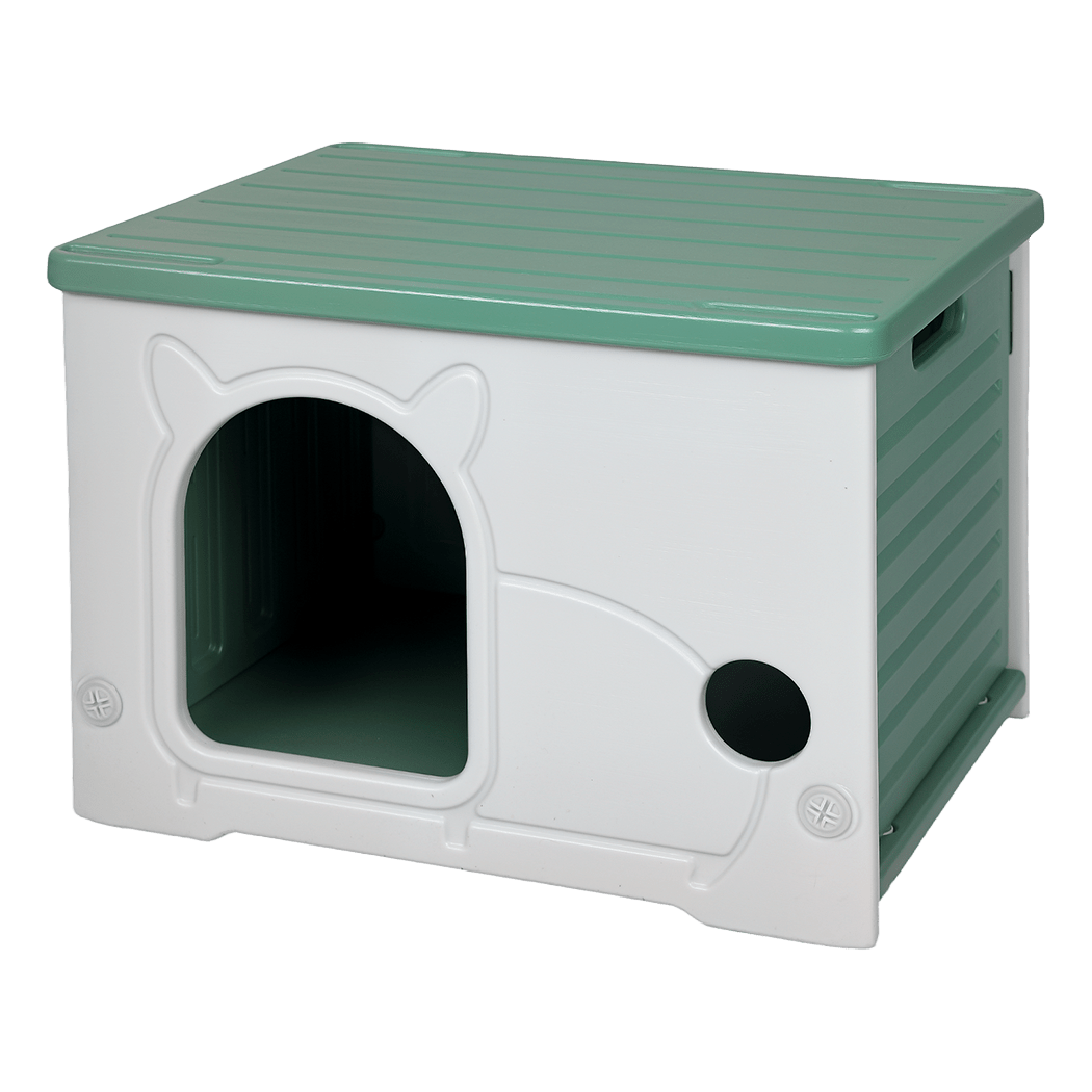 Indoor Outdoor Plastic Dog Kennel and Puppy House - Green White - Rivercity House & Home Co. (ABN 18 642 972 209) - Affordable Modern Furniture Australia
