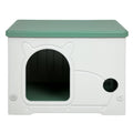 Indoor Outdoor Plastic Dog Kennel and Puppy House - Green White