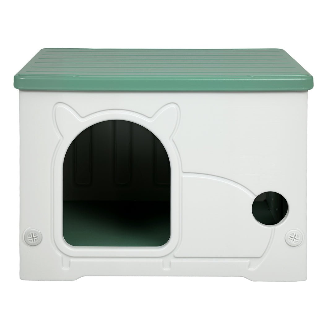 Indoor Outdoor Plastic Dog Kennel and Puppy House - Green White - Rivercity House & Home Co. (ABN 18 642 972 209) - Affordable Modern Furniture Australia