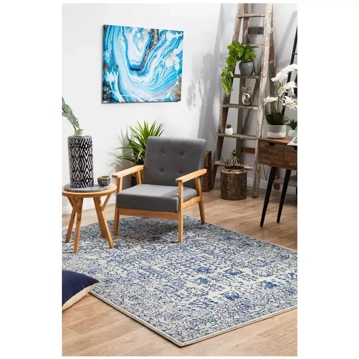 Indoor Rug 400x300cm Soft Heat-Set Polypropylene - Blue - Home & Garden > Rugs > Floor Rugs - Rivercity House & Home Co. (ABN 18 642 972 209) - Affordable Modern Furniture Australia