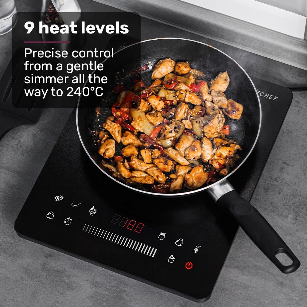 Induction Cooktop, 2000W, 9 Heat Levels, Fast Electric Portable Cooker, Touch Controls with Slider - Appliances > Kitchen Appliances > Cooktops & Stoves - Rivercity House & Home Co. (ABN 18 642 972 209) - Affordable Modern Furniture Australia