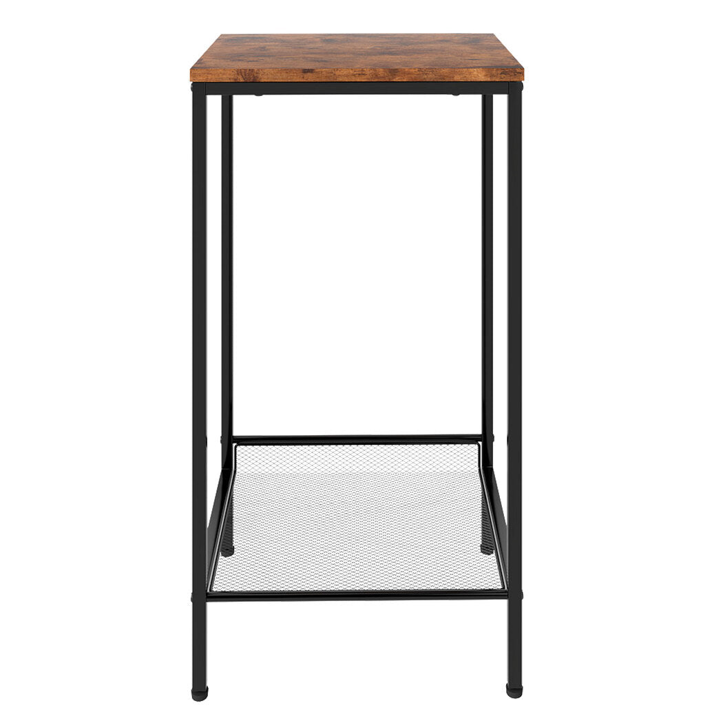 Industrial 2 - Tier Side Table with Shelf - Retro Brown - Rivercity House & Home Co. (ABN 18 642 972 209) - Affordable Modern Furniture Australia