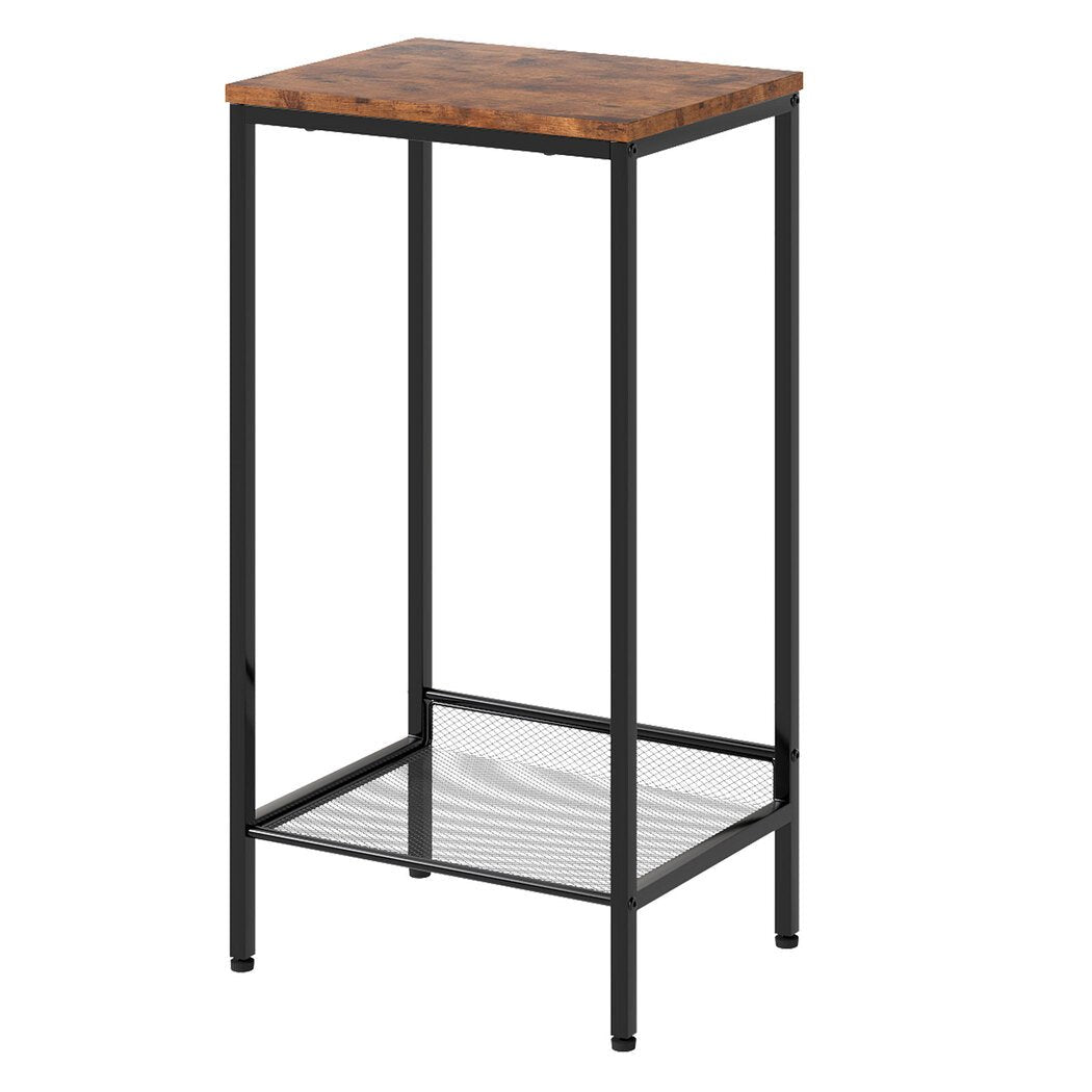Industrial 2 - Tier Side Table with Shelf - Retro Brown - Rivercity House & Home Co. (ABN 18 642 972 209) - Affordable Modern Furniture Australia