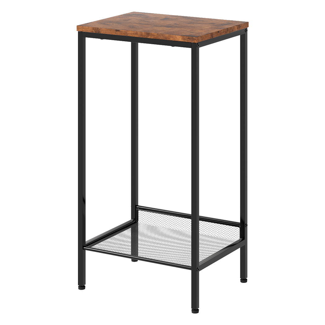 Industrial 2 - Tier Side Table with Shelf - Retro Brown - Rivercity House & Home Co. (ABN 18 642 972 209) - Affordable Modern Furniture Australia