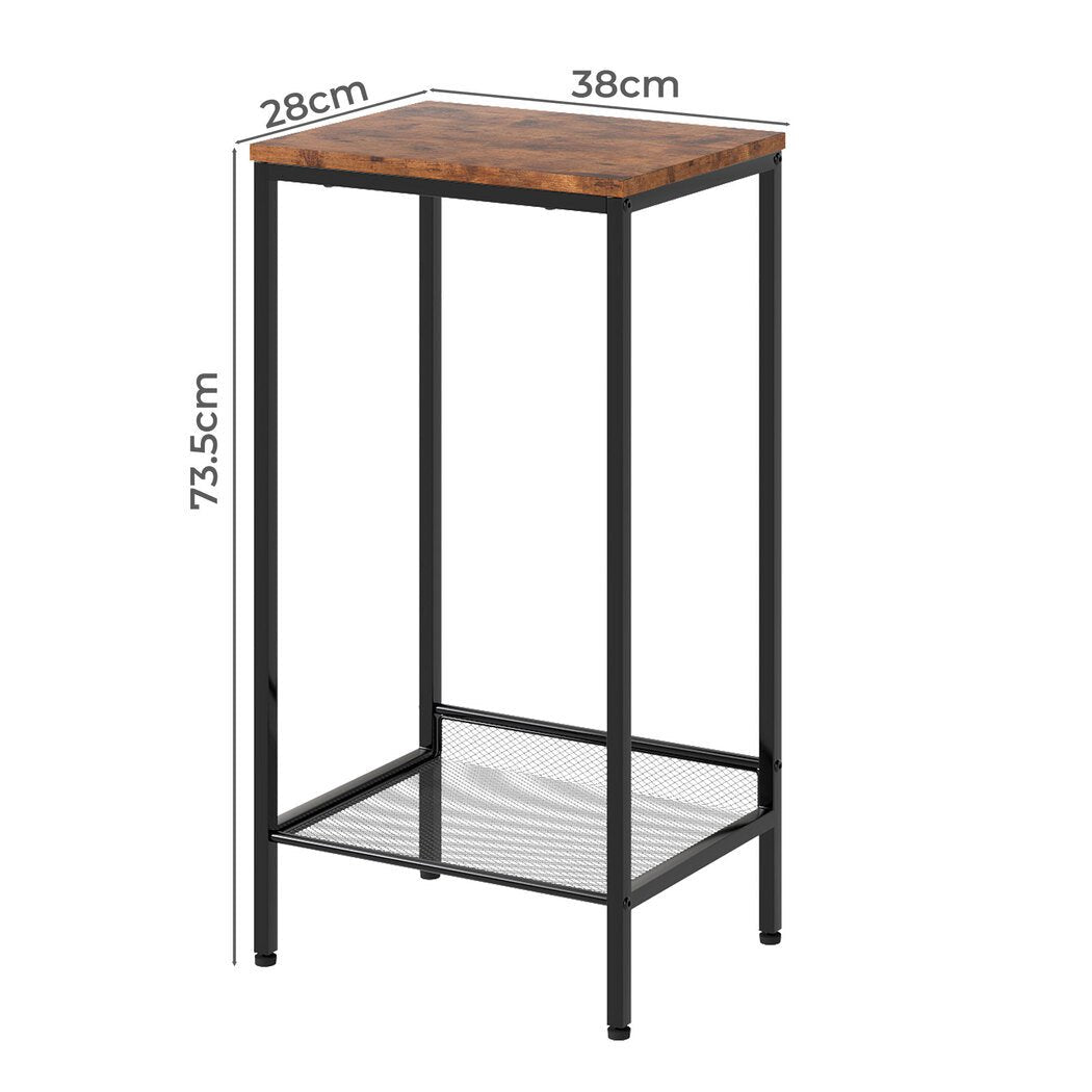 Industrial 2 - Tier Side Table with Shelf - Retro Brown - Rivercity House & Home Co. (ABN 18 642 972 209) - Affordable Modern Furniture Australia