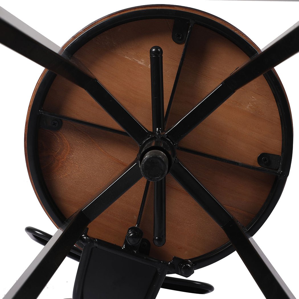 Industrial Adjustable Swivel Bar Stool with Pine Seat - Black - Rivercity House & Home Co. (ABN 18 642 972 209) - Affordable Modern Furniture Australia