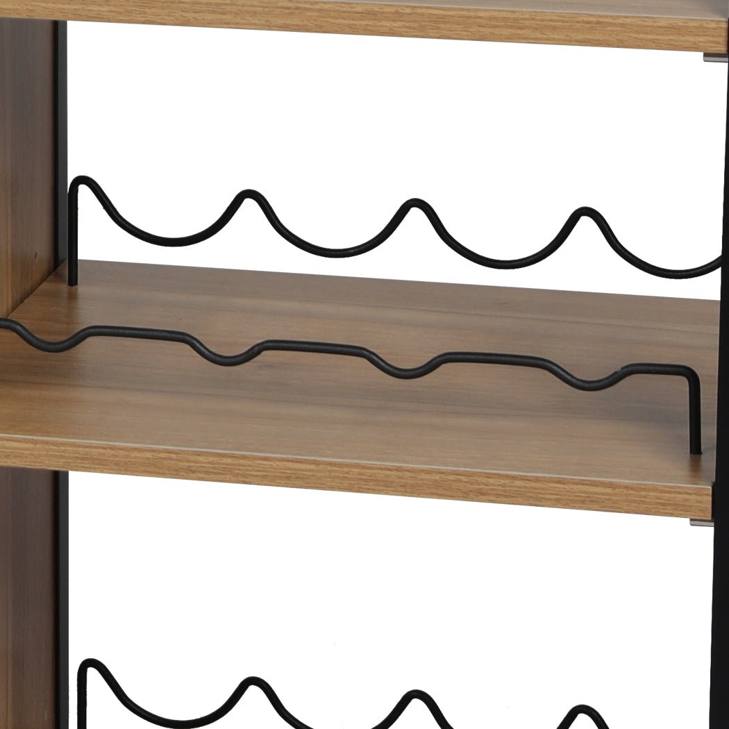 Industrial Bar Cabinet Buffet Sideboard with Wine Rack - Oak and Black - Rivercity House & Home Co. (ABN 18 642 972 209) - Affordable Modern Furniture Australia