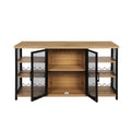 Industrial Bar Cabinet Buffet Sideboard with Wine Rack - Oak and Black