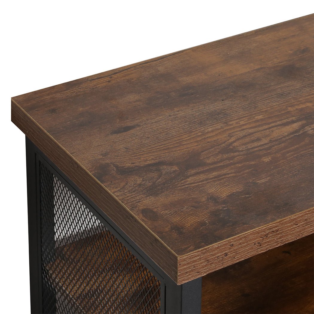 Industrial Bar Cabinet Buffet Sideboard with Wine Rack - Walnut - Rivercity House & Home Co. (ABN 18 642 972 209) - Affordable Modern Furniture Australia