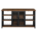 Industrial Bar Cabinet Buffet Sideboard with Wine Rack - Walnut