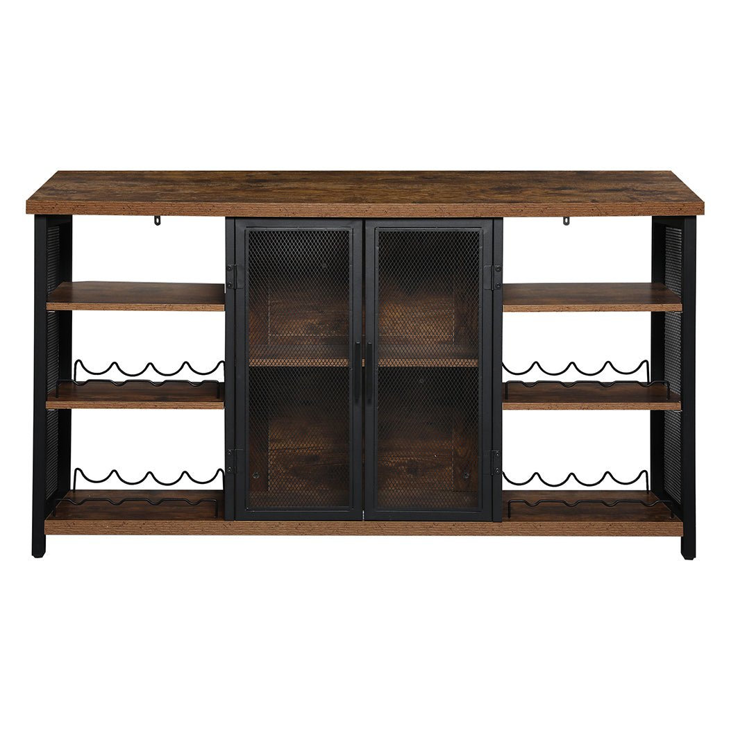 Industrial Bar Cabinet Buffet Sideboard with Wine Rack - Walnut - Rivercity House & Home Co. (ABN 18 642 972 209) - Affordable Modern Furniture Australia